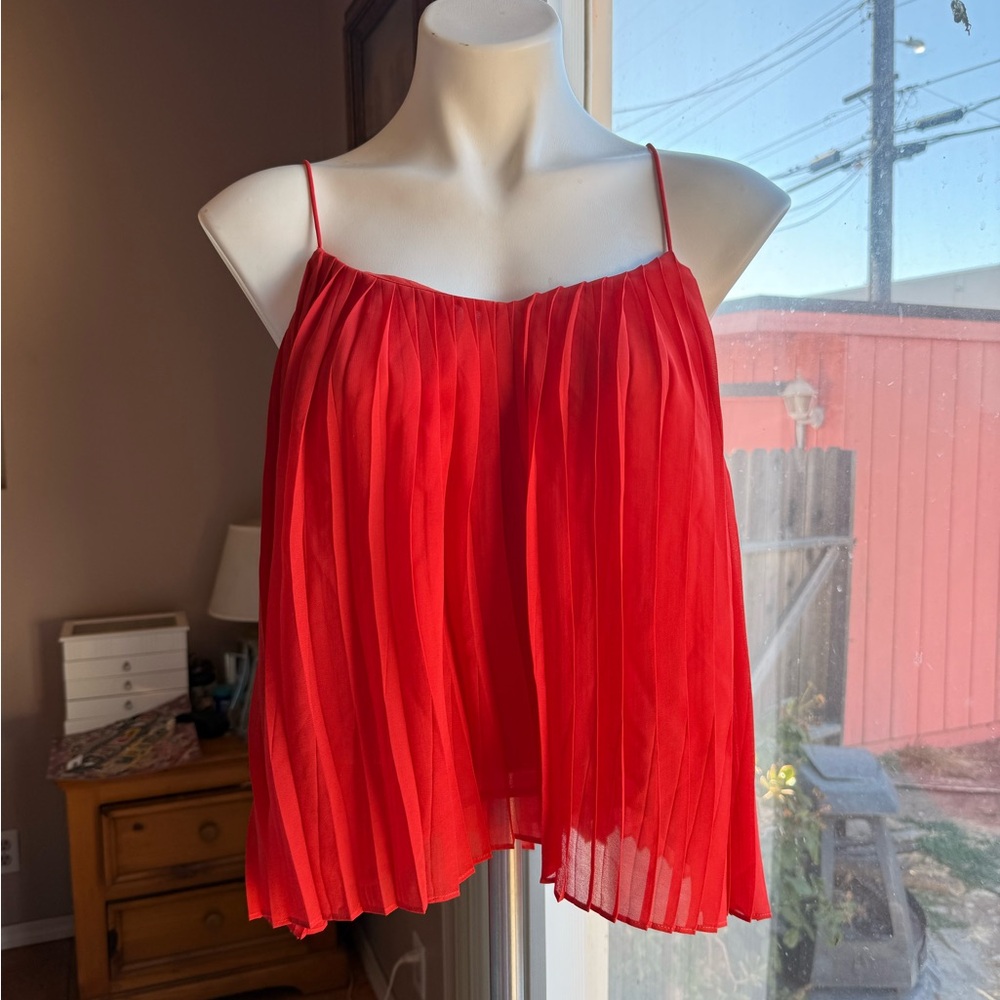 Abercrombie & Fitch Red Pleated Camisole